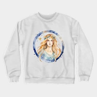 Virgo Watercolor Zodiac Woman Crewneck Sweatshirt